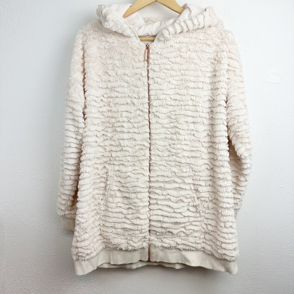Soft Surroundings Cream Novella Fuzzy Soft Full Zip Jacket   Size Medium